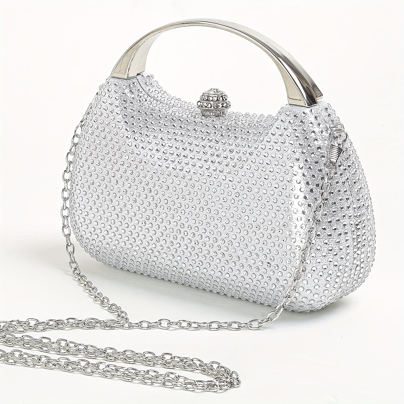 Elegant Black Mini Rhinestone-Embellished Shell Box Evening Bag Lemon House