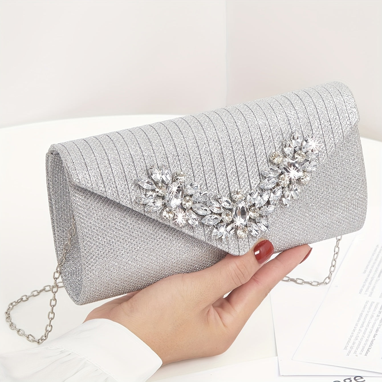 Elegant Glamorous Evening Clutch with Sparkling Rhinestone Accents Lemon House