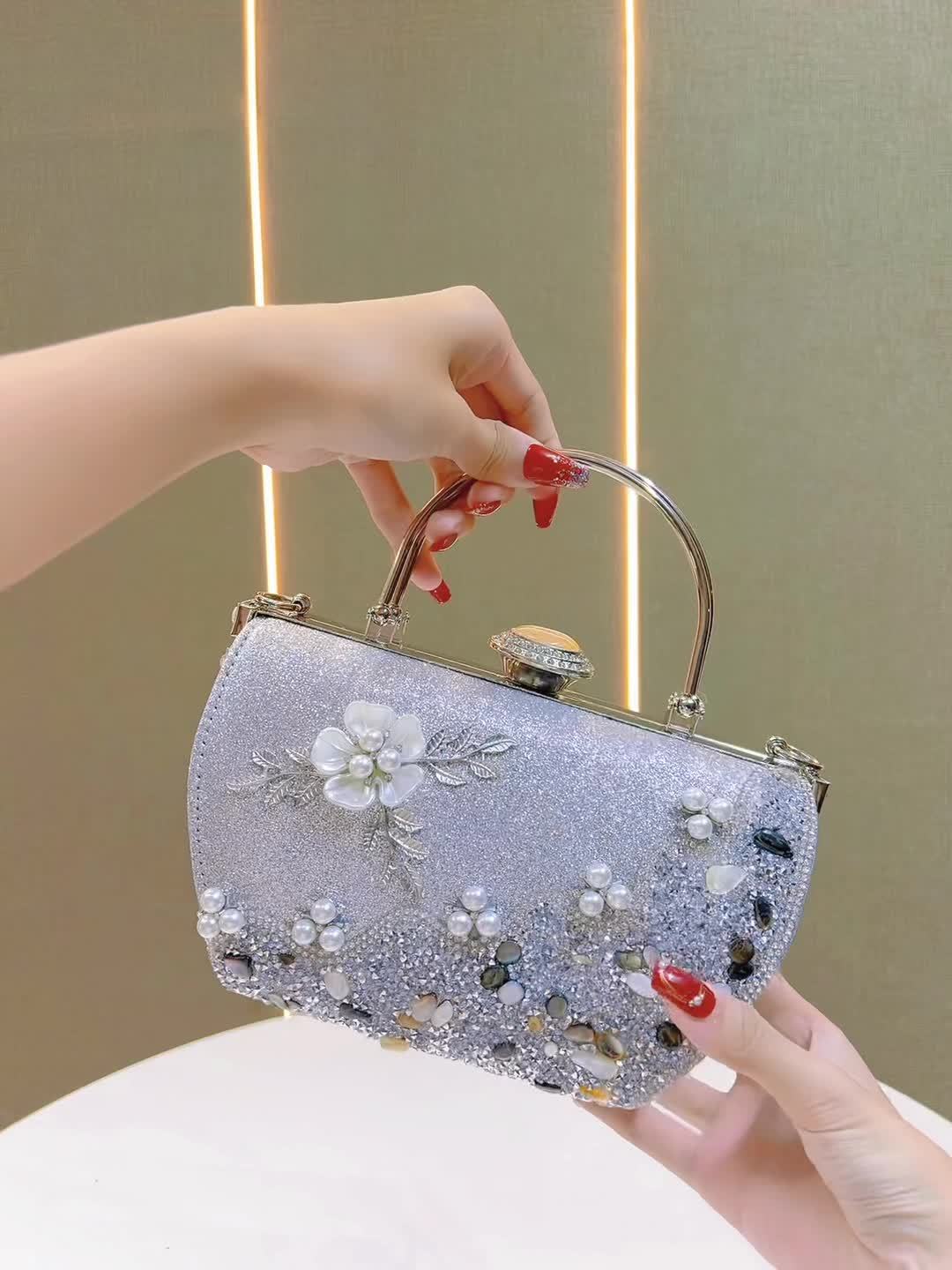 Vintage Floral Rhinestone Clutch Lemon House