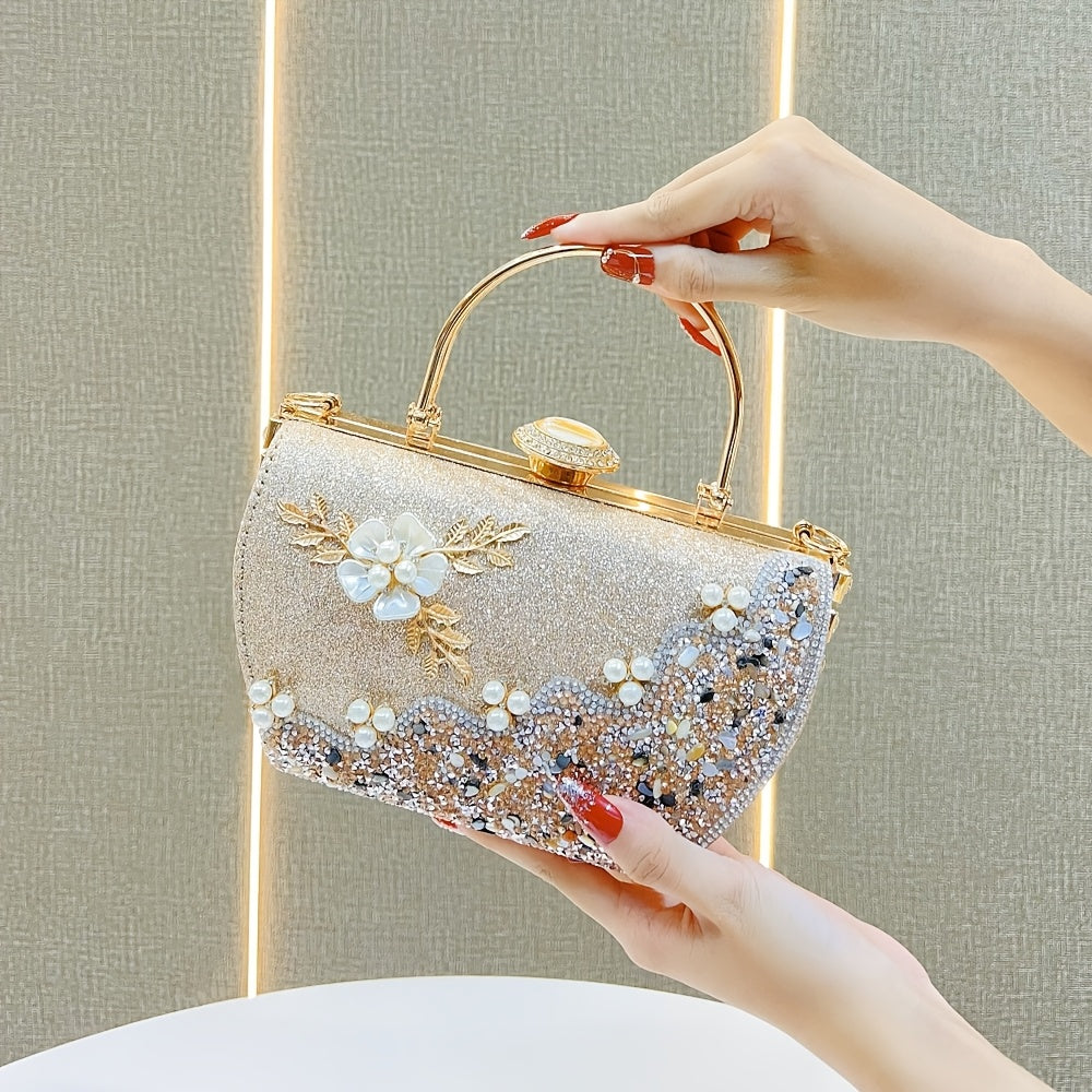 Vintage Floral Rhinestone Clutch Lemon House