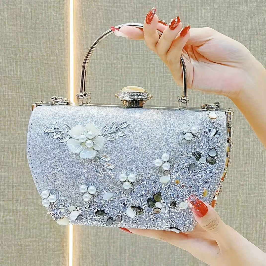 Vintage Floral Rhinestone Clutch Lemon House