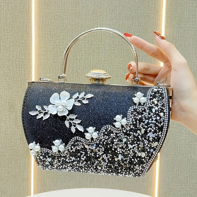 Vintage Floral Rhinestone Clutch Lemon House