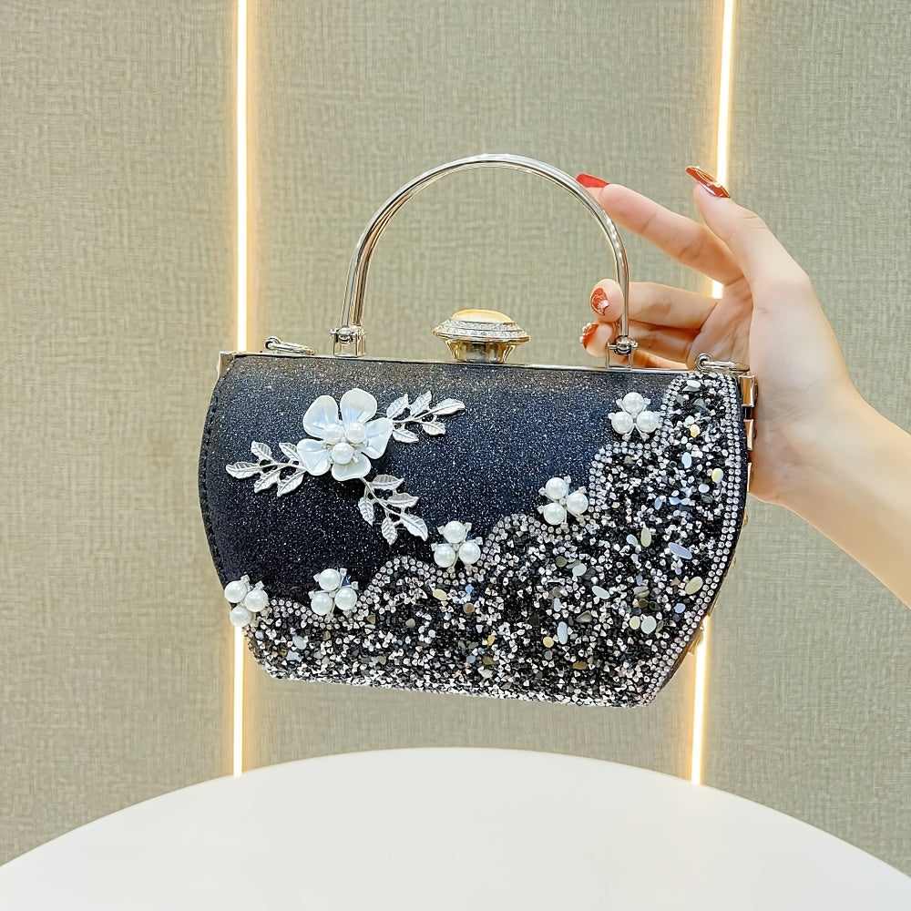 Vintage Floral Rhinestone Clutch Lemon House